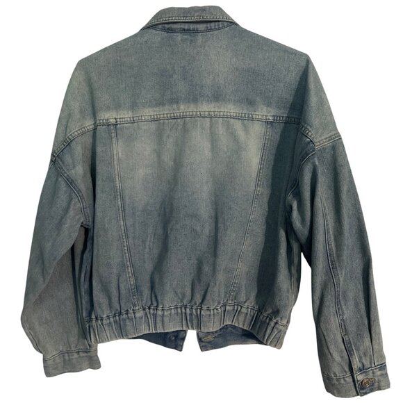 YMI Womens Medium Light Wash Denim Jacket With Button Front & Elastic Waist - Picture 2 of 6